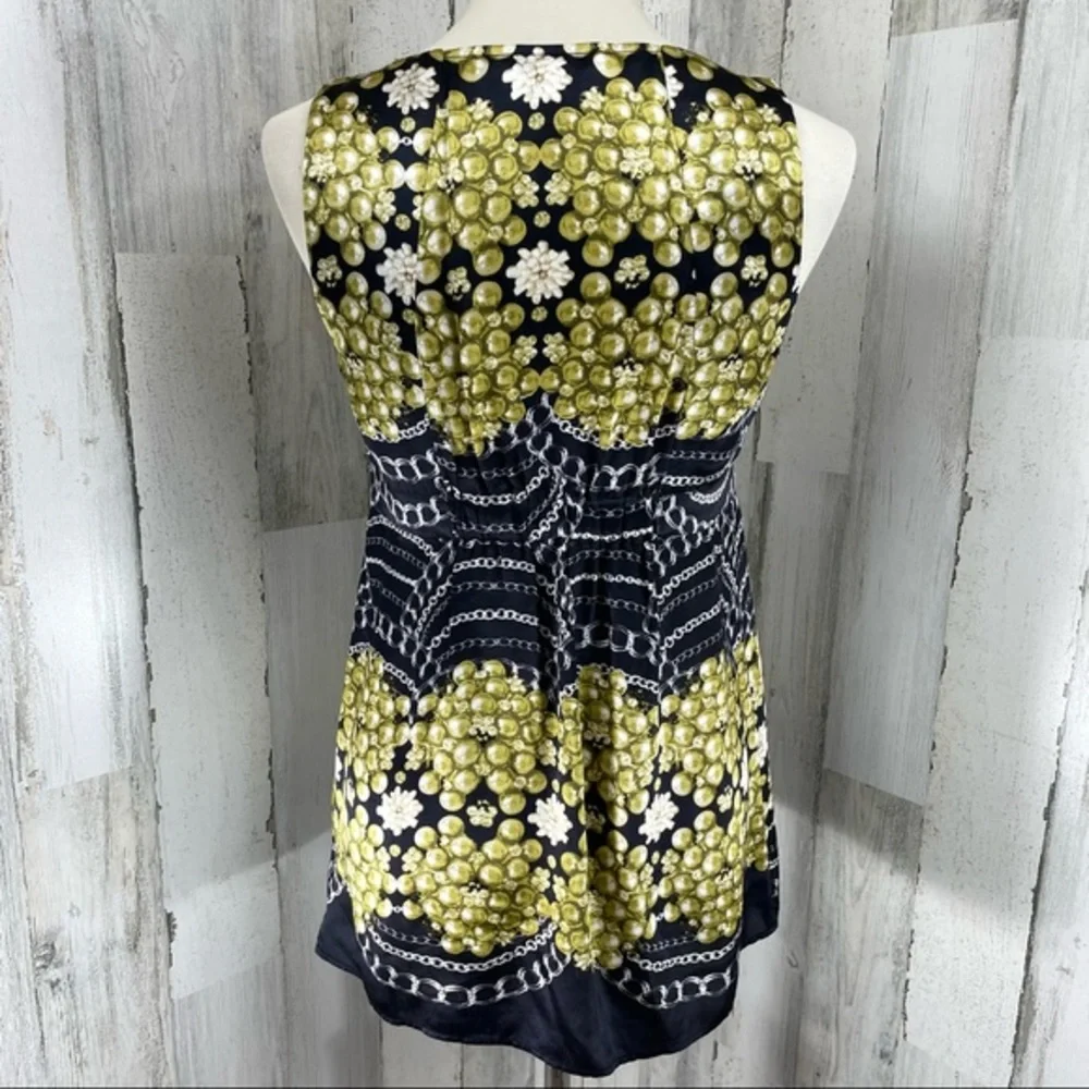 Cabi Pearls Chains 100% Silk Sleeveless Scoop Neck Blouse Top Shirt Sz S‎
